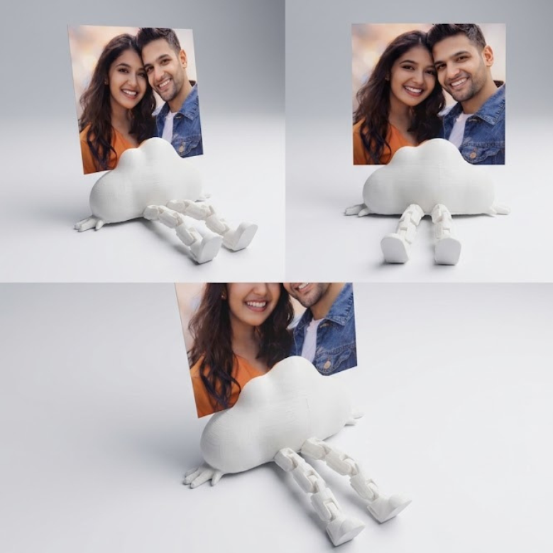 Custom 3D Cloud Photo Holder with Flexible Legs | Personalized Memory Display