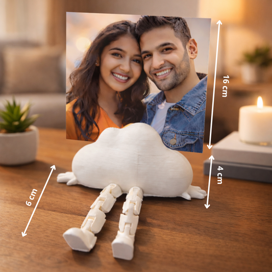 Custom 3D Cloud Photo Holder with Flexible Legs | Personalized Memory Display