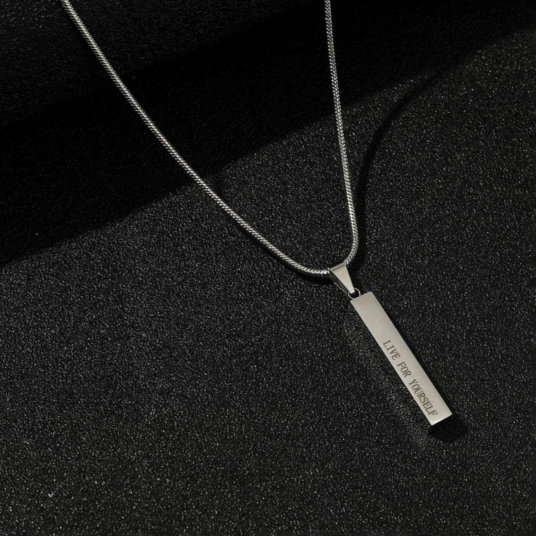Custom Engraved Bar Pendant Necklace – Personalized Name Pendant