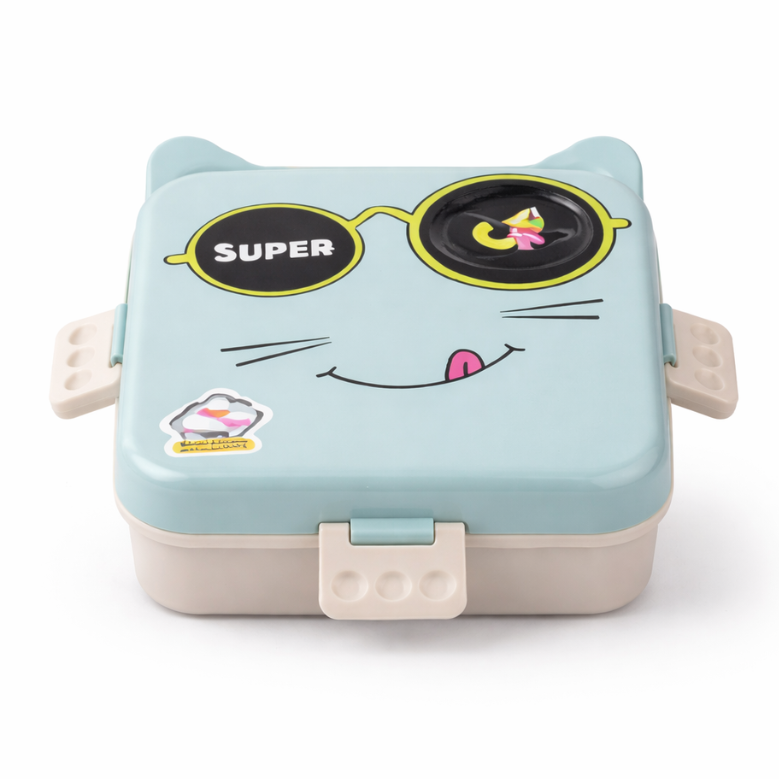 Customised Kids Lunch Box with Name Engraving – Cute Cat Design Stainless Steel Bento