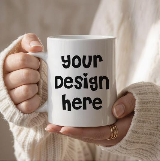 Customise Classic Plain White Coffee Mug | High Quality Ceramic 350 ml | Daily Use Cup