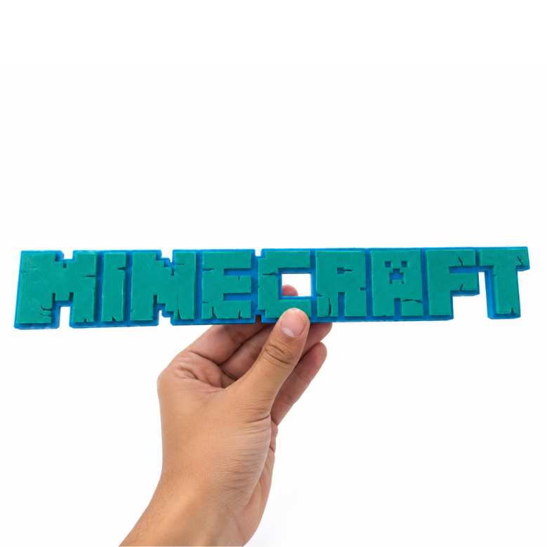 Minecraft Logo Wall & Desk Decor – 30cm 3D Printed Gaming Nameplate