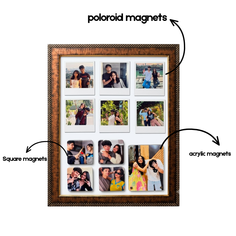 Personalized Fridge Magnet Photo Frame – Acrylic, Polaroid & Square Magnets | Custom Memory Collage Gift