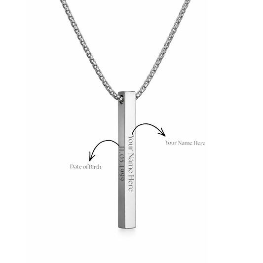 Custom Engraved Bar Pendant Necklace – Personalized Name Pendant