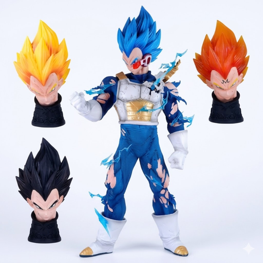 45CM Super Saiyan Blue Vegeta Action Figure | Premium Battle Damaged PVC Statue