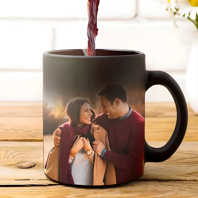 Magic Mug, Heat Changing Color, Personlised Black Ceramic Magic Mug Gift for  Any Special Occasion