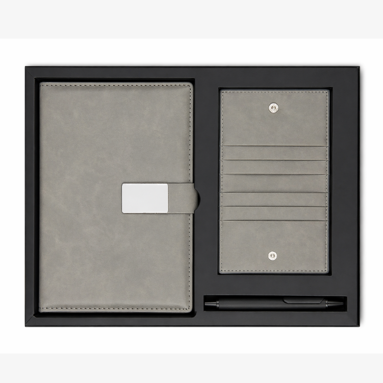 Premium Leather Diary Gift Set with Pen & Card Holder | Corporate Gift Box | Personalized Notebook Set