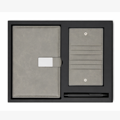 Premium Leather Diary Gift Set with Pen & Card Holder | Corporate Gift Box | Personalized Notebook Set