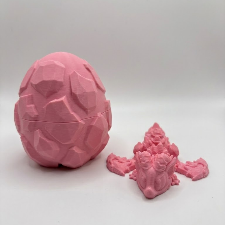 3D Printed Dragon with Egg | Articulated Baby Dragon Toy | Fantasy Collectible Desk Decor Gift
