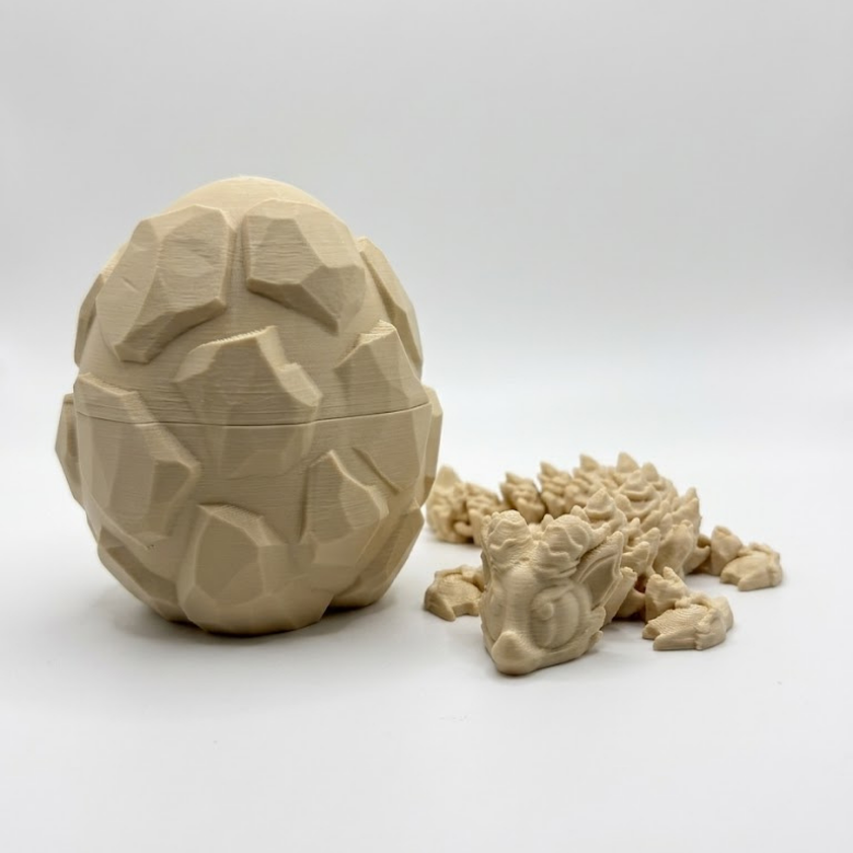 3D Printed Dragon with Egg | Articulated Baby Dragon Toy | Fantasy Collectible Desk Decor Gift