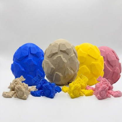 3D Printed Dragon with Egg | Articulated Baby Dragon Toy | Fantasy Collectible Desk Decor Gift