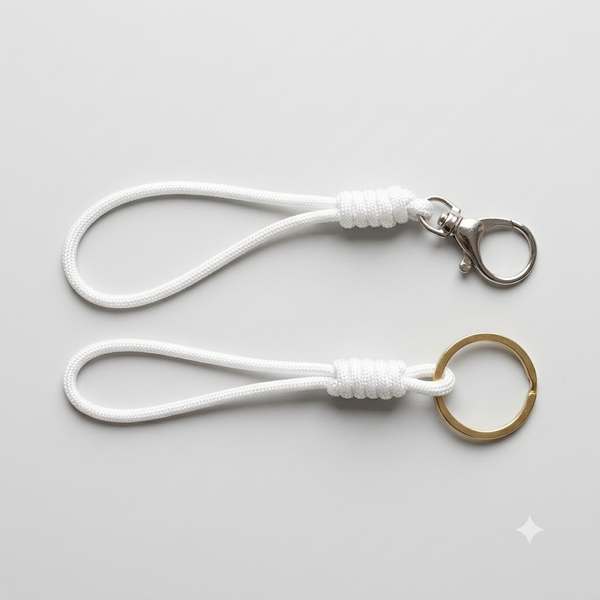 White Paracord Keychain